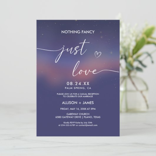 Invitation Whimsical Starry Night Script Modern Wedding (Debout devant)