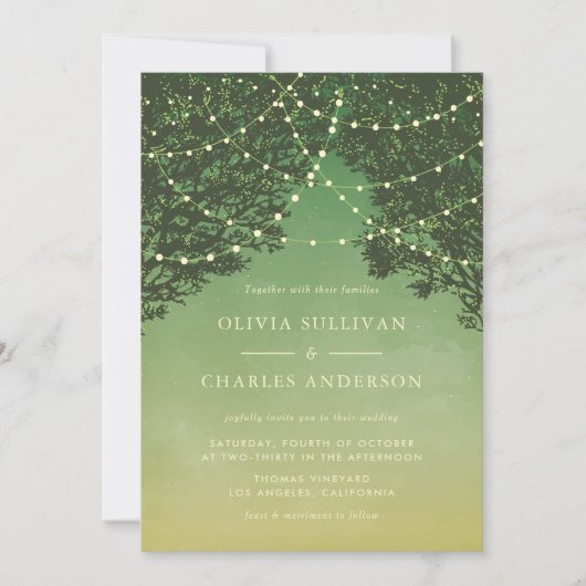 Invitation Whimsical String Lights Fairy Tale Mariage (Devant)