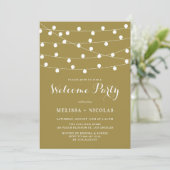 Invitation Whimsical String Lights Gold Welcome Party (Debout devant)