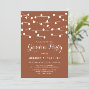 Invitation Whimsical String Lights Terracotta Garden Party