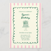 Invitation Whimsical Striped 1st 2nd 10th 20th 30th Birthday (Devant)