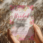 Invitation Whimsical Stylish Fête des mariées florale rose