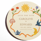Invitation Whimsical Sun and Moon Round Save the Date