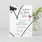 Invitation Whimsical Sur Le Vin Nuageux Fête des mariées dess (Debout devant)