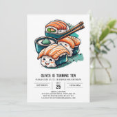 Invitation Whimsical Sushi Night Editable Anniversaire (Debout devant)