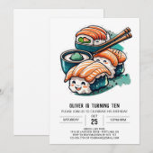 Invitation Whimsical Sushi Night Editable Anniversaire (Devant / Derrière)