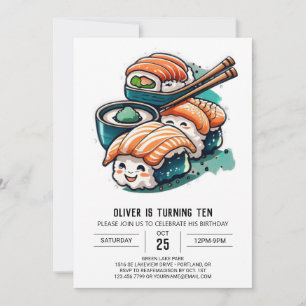 Invitation Whimsical Sushi Night Editable Anniversaire