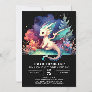 Invitation Whimsical Sweet Dragon Anniversaire