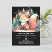 Invitation Whimsical Sweet Fox Anniversaire numérique (Debout devant)
