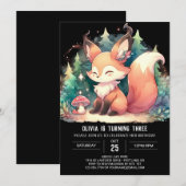 Invitation Whimsical Sweet Fox Anniversaire numérique (Devant / Derrière)