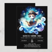 Invitation Whimsical Sweet Pirate Anniversaire (Devant / Derrière)