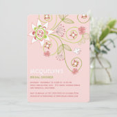 Invitation Whimsical Sweet Rose Blooms Fête des mariées Invit (Debout devant)