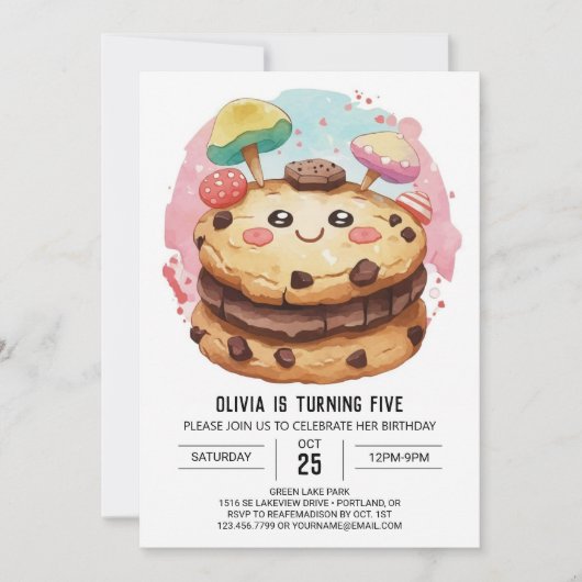 Invitation Whimsical Sweets Enfants Cookies Anniversaire (Devant)