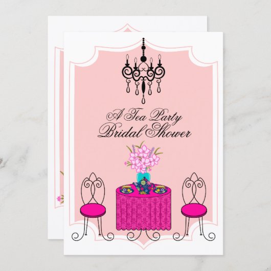 Invitation Whimsical Tea Party (Devant / Derrière)