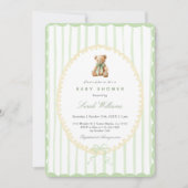 Invitation Whimsical Teddy Bear Sage Baby shower Garçon (Devant)