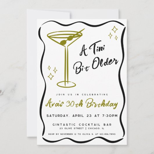 Invitation Whimsical Tini Bit Martini Anniversaire (Devant)