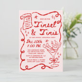 Invitation Whimsical Tinsel and Tinis Christmas Party (Debout devant)