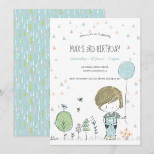 Invitation Whimsical Toddler GARDE Anniversaire de enfant Inv