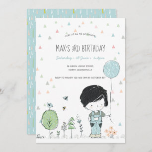 Invitation Whimsical Toddler GARDE Anniversaire de enfant Inv