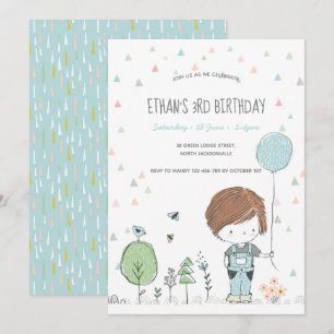 Invitation Whimsical Toddler GARDE Anniversaire de enfant Inv