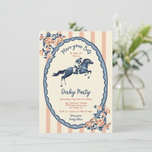Invitation Whimsical Toile Derby Party (Debout devant)