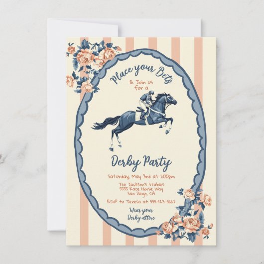 Invitation Whimsical Toile Derby Party (Devant)