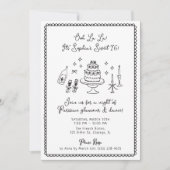 Invitation Whimsical, traîné à la main, Sweet 16, Anniversair (Devant)