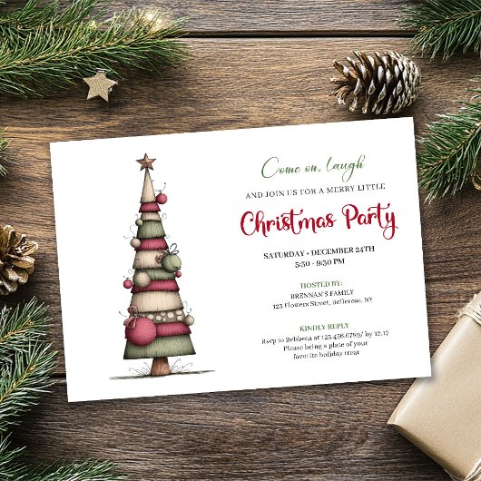 Invitation Whimsical tree fun modern Christmas celebration