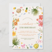 Invitation Whimsical Tropical Summer Fête d'anniversaire pour (Devant)