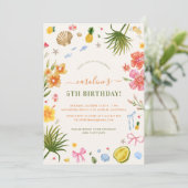 Invitation Whimsical Tropical Summer Fête d'anniversaire pour (Debout devant)