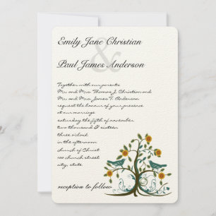 Invitation Whimsical Turquoise et Inséparable Mariage d'arbre