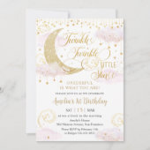 Invitation Whimsical Twinkle Little Star Rose 1er anniversair (Devant)