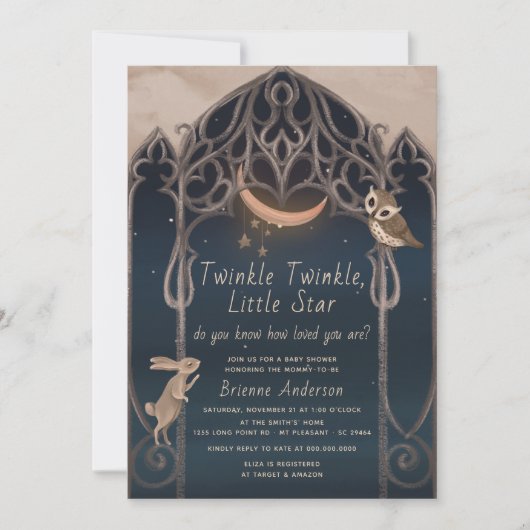 Invitation Whimsical Twinkle petit Baby shower rustique étoil (Devant)