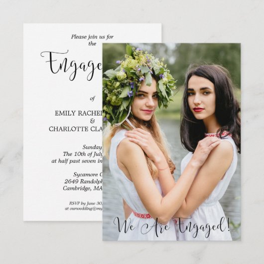 Invitation Whimsical Typography Custom Photo Lesbian Gay (Devant / Derrière)