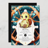 Invitation Whimsical Under the Sea Turtle Anniversaire (Devant / Derrière)