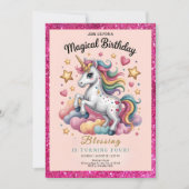 Invitation Whimsical Unicorn 4th Birthday (Devant)