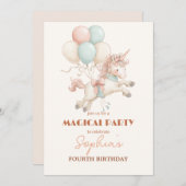 Invitation Whimsical Unicorn & Balloons Party (Devant / Derrière)