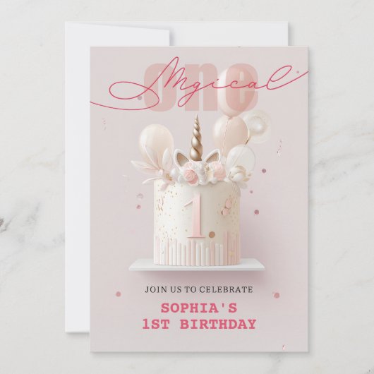 Invitation Whimsical Unicorn Party (Devant)