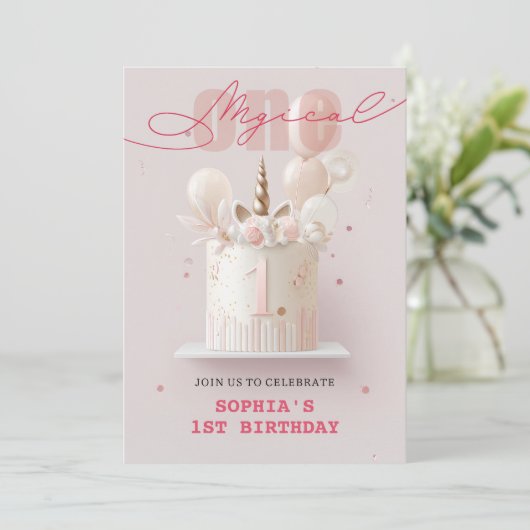 Invitation Whimsical Unicorn Party (Debout devant)