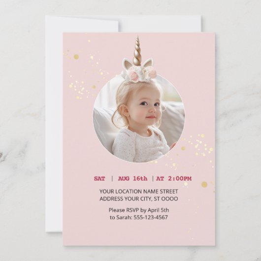 Invitation Whimsical Unicorn Party (Dos)