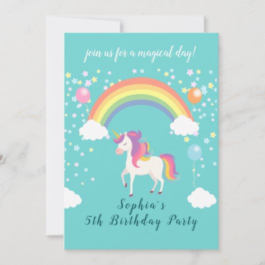 Invitation Whimsical Unicorn Party (Devant)