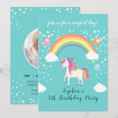 Invitation Whimsical Unicorn Party (Devant / Derrière)