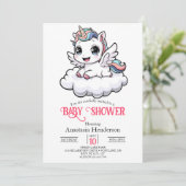 Invitation Whimsical Unique Unicorn Douche bébé (Debout devant)
