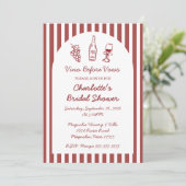 Invitation Whimsical Vino Before Vows Burgundy Bridal Shower (Debout devant)