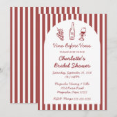 Invitation Whimsical Vino Before Vows Burgundy Bridal Shower (Devant / Derrière)