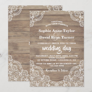 Invitation Whimsical Vintage dentelle Vieux Mariage de grange