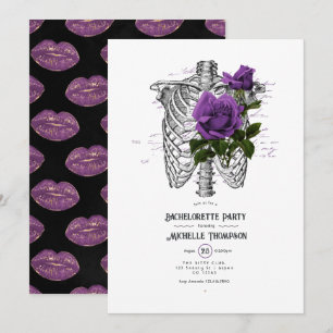 Invitation Whimsical Vintage violet Rose gothique Bachelorett