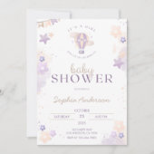 Invitation Whimsical violet à air chaud Baby shower de filles (Devant)