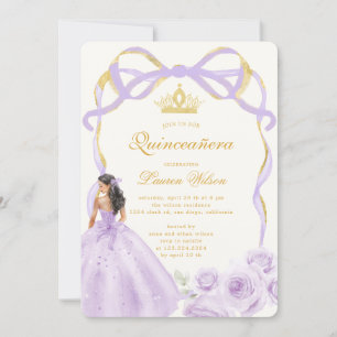 Invitation Whimsical violet or Bow Floral Quinceañera