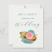 Invitation Whimsical Watercolor Bateau Mariage mexicain (Devant)